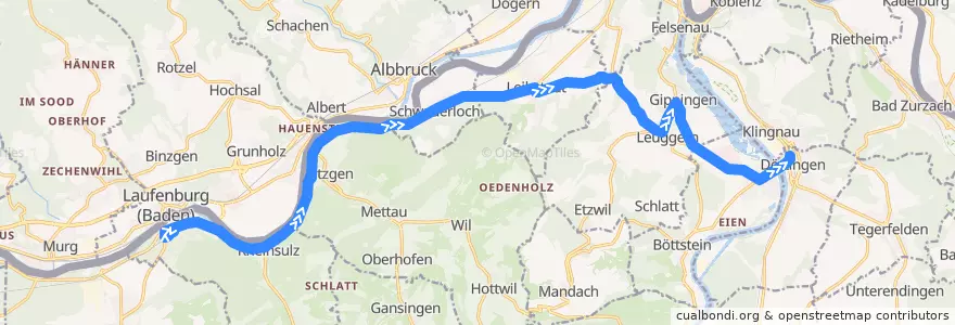 Mapa del recorrido Bus 149: Laufenburg => Döttingen de la línea  en Aargau.