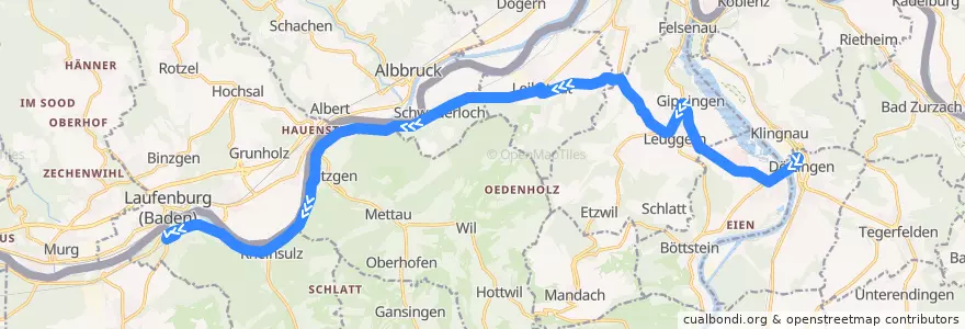 Mapa del recorrido Bus 149: Döttingen => Laufenburg de la línea  en Aargau.