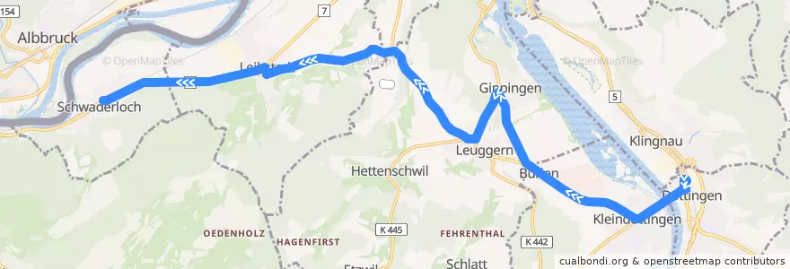 Mapa del recorrido Bus 149: Döttingen => Schwaderloch de la línea  en Bezirk Zurzach.