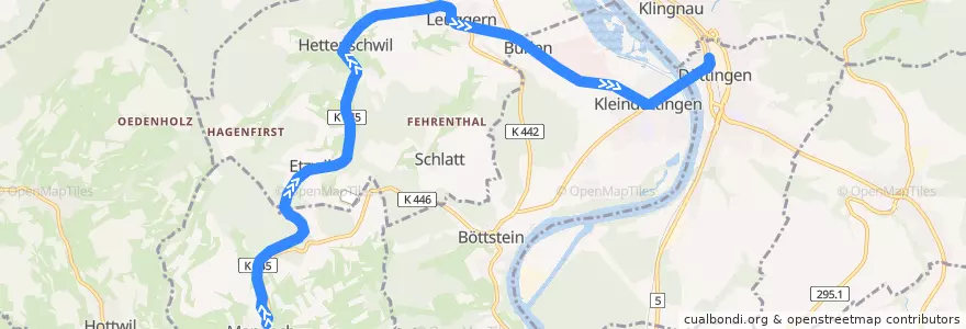 Mapa del recorrido Bus 148: Mandach => Döttingen de la línea  en Bezirk Zurzach.
