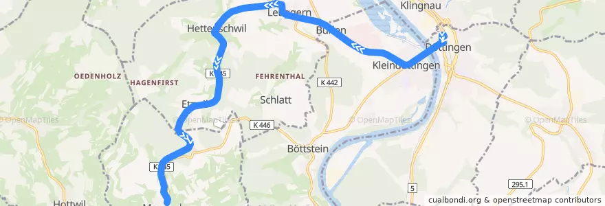 Mapa del recorrido Bus 148: Döttingen => Mandach de la línea  en Bezirk Zurzach.