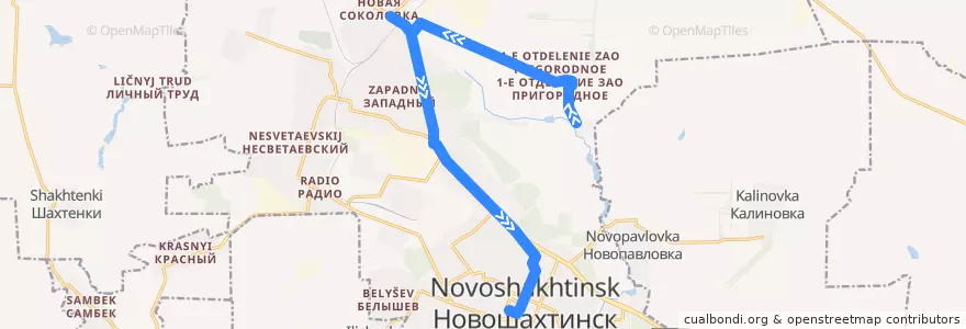 Mapa del recorrido Автобус 6: Бугровый => Центр de la línea  en городской округ Новошахтинск.
