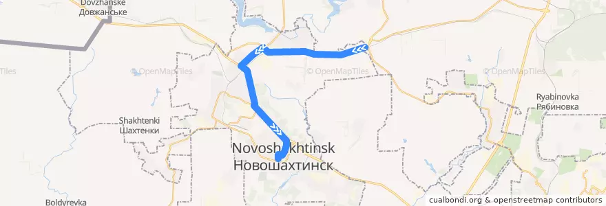 Mapa del recorrido Автобус 9: Посёлок юбилейный => Центр de la línea  en городской округ Новошахтинск.