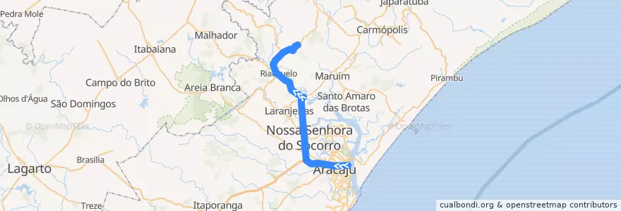 Mapa del recorrido Aracaju - Divina Pastora de la línea  en Região Geográfica Intermediária de Aracaju.