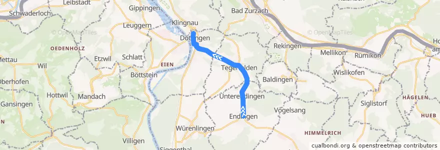 Mapa del recorrido Bus 355: Endingen => Döttingen de la línea  en Bezirk Zurzach.