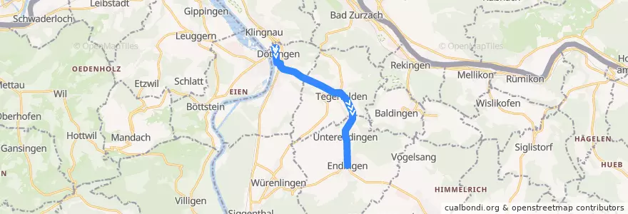 Mapa del recorrido Bus 355: Döttingen => Endingen de la línea  en Bezirk Zurzach.