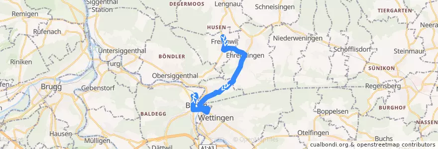 Mapa del recorrido Bus 353: Freienwil => Baden de la línea  en Bezirk Baden.