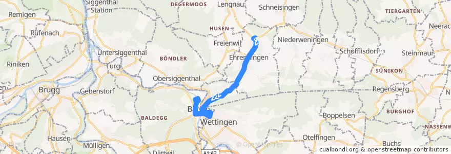 Mapa del recorrido Bus 354: Ehrendingen => Baden de la línea  en Bezirk Baden.