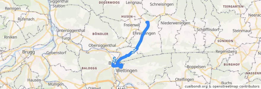 Mapa del recorrido Bus 354: Baden => Ehrendingen de la línea  en Bezirk Baden.