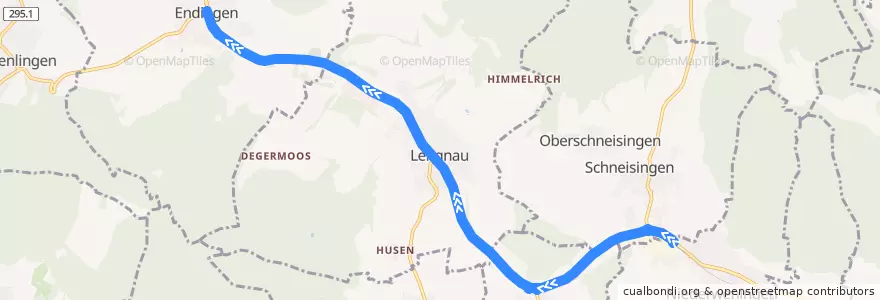 Mapa del recorrido Bus 355: Niederweningen => Endingen de la línea  en Aargau.