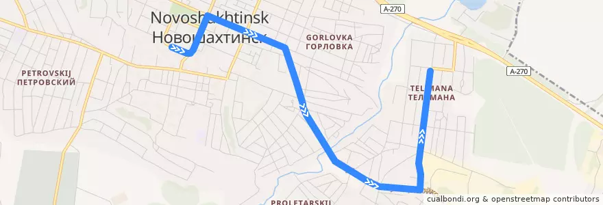 Mapa del recorrido Автобус 13: Центр => Тельмана de la línea  en городской округ Новошахтинск.