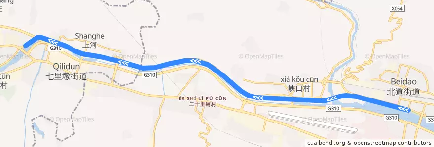 Mapa del recorrido 天水有轨电车1号线 de la línea  en 天水市.