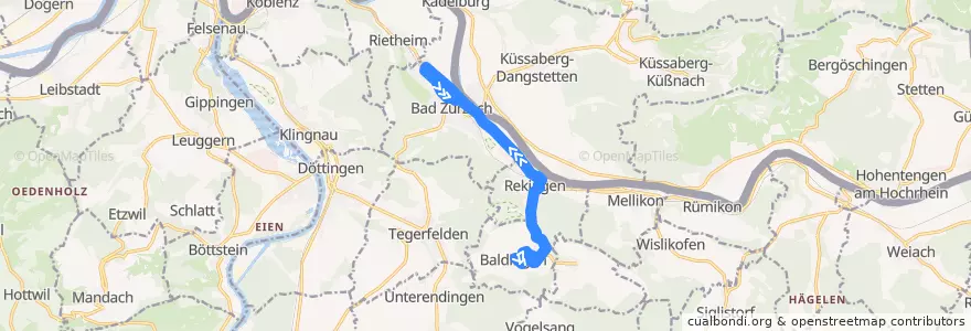 Mapa del recorrido Bus 358: Baldingen => Bad Zurzach de la línea  en Bezirk Zurzach.