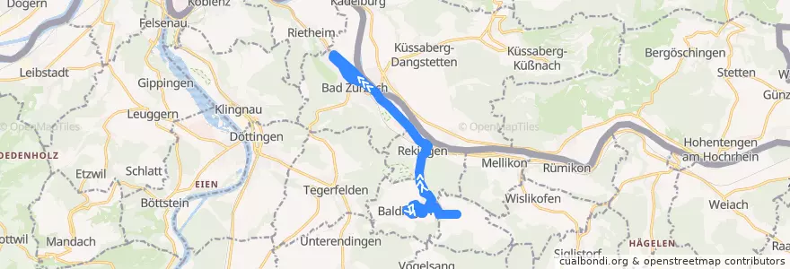 Mapa del recorrido Bus 358: Baldingen => Böbikon => Bad Zurzach de la línea  en Bezirk Zurzach.