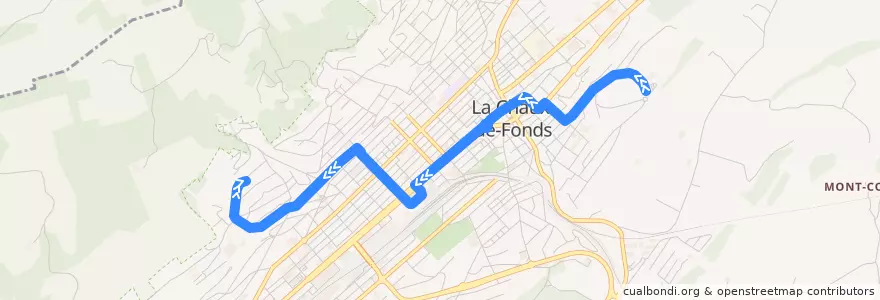 Mapa del recorrido 301 Arrêtes - Recorne de la línea  en La Chaux-de-Fonds.