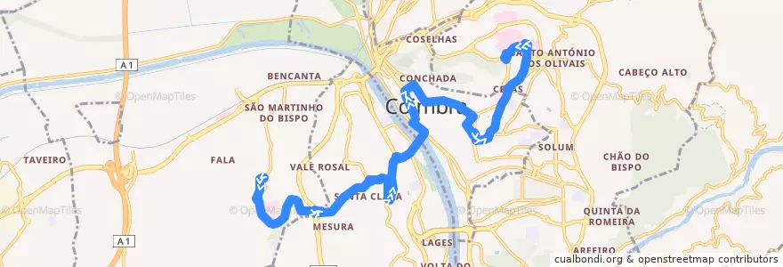 Mapa del recorrido 6: Hospital dos Covões => Hospitais UC de la línea  en Coimbra.