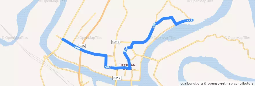 Mapa del recorrido 632路 世纪乐都→工商职业学院（区公安局） de la línea  en 合川区.