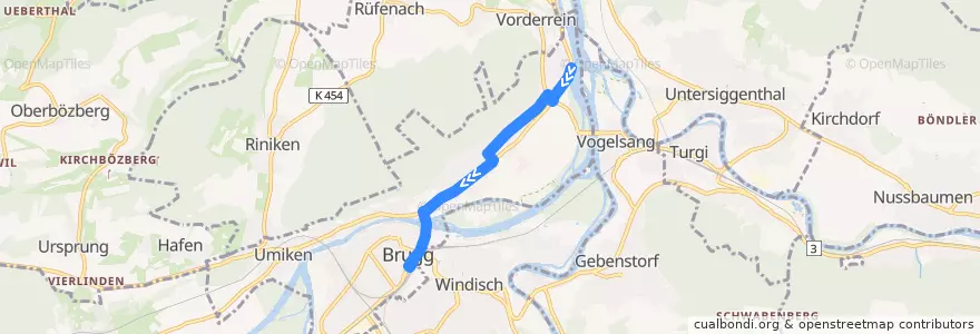 Mapa del recorrido Bus 376: Lauffohr => Brugg AG de la línea  en Brugg.