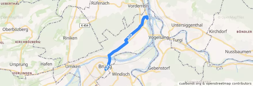 Mapa del recorrido Bus 376: Brugg AG => Lauffohr de la línea  en Brugg.