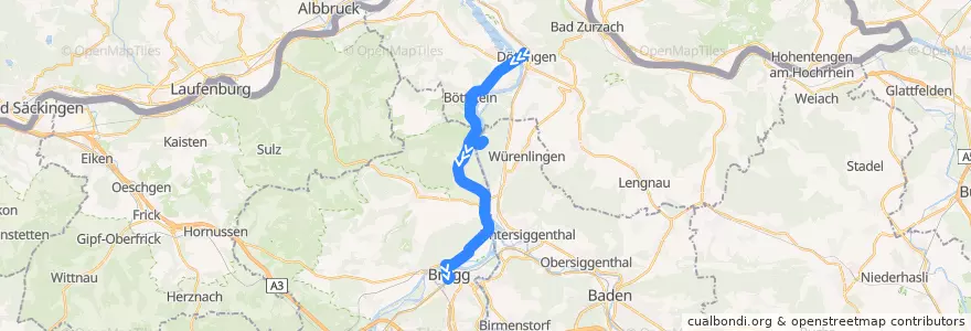 Mapa del recorrido Bus 376: Döttingen => Eisi => Brugg AG de la línea  en Aargau.