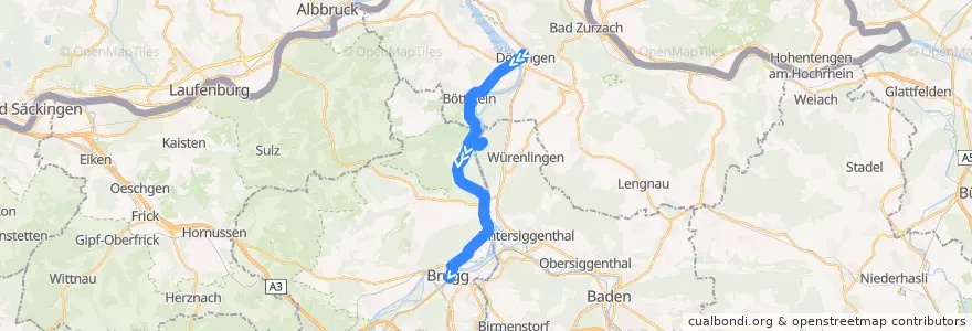 Mapa del recorrido Bus 376: Döttingen => Brugg AG de la línea  en Aargau.