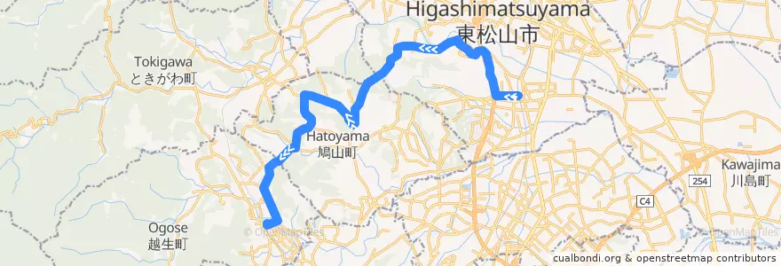 Mapa del recorrido 鳩山町営路線バス　高坂駅西口～越生駅東口 de la línea  en Prefectura de Saitama.