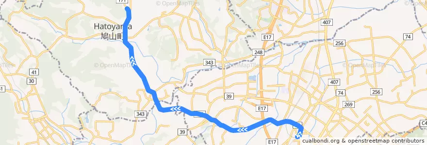 Mapa del recorrido 坂戸駅～大橋線 de la línea  en 埼玉县.