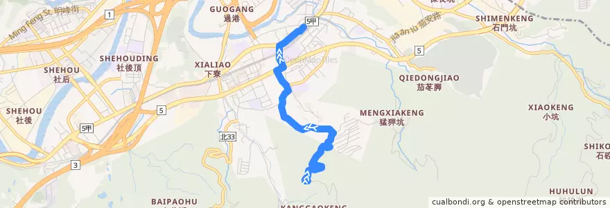 Mapa del recorrido 新北市新巴士 F911 天秀宮->汐止火車站 de la línea  en 汐止区.