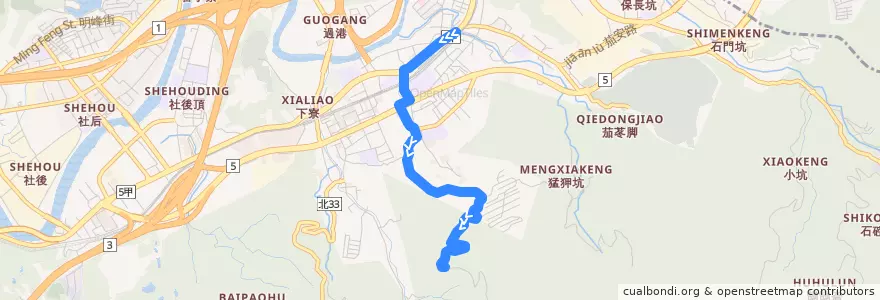 Mapa del recorrido 新北市新巴士 F911 汐止火車站->天秀宮 de la línea  en 汐止區.