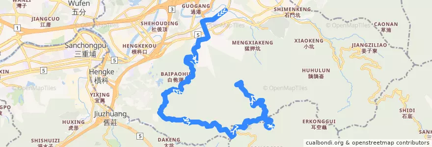 Mapa del recorrido 新北市新巴士 F903 汐止火車站->天道清修院 de la línea  en Nuevo Taipéi.