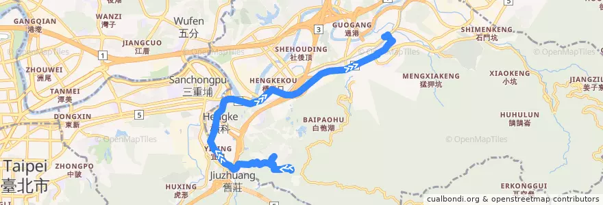 Mapa del recorrido 新北市新巴士 F901 石頭公->汐止火車站 de la línea  en Nuevo Taipéi.