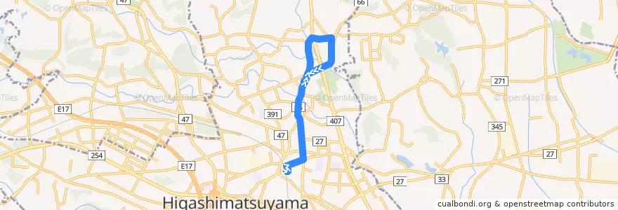 Mapa del recorrido HM-01 東松山駅東口～マイタウン循環 de la línea  en 東松山市.