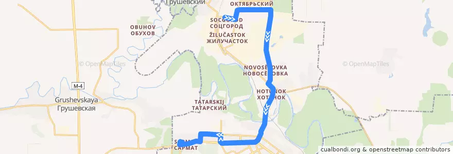 Mapa del recorrido Автобус №25 Соцгород - Автовокзал de la línea  en Novocherkassk.