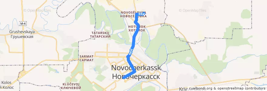 Mapa del recorrido Автобус №17 Микрорайон Восточный - Азовский рынок de la línea  en Novocherkassk.