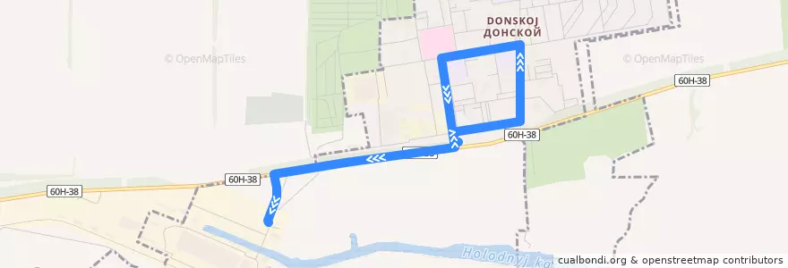 Mapa del recorrido Автобус №13 Посёлок Донской - Новочеркасская ГРЭС de la línea  en Novocherkassk.