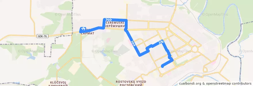 Mapa del recorrido Автобус №18 Автовокзал - Азовский рынок de la línea  en Novocherkassk.