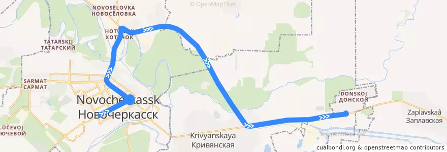 Mapa del recorrido Автобус №11 Азовский рынок - Посёлок Донской de la línea  en Ростовская область.