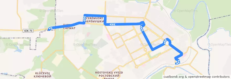 Mapa del recorrido Автобус №1 Железнодорожный вокзал - Терапевтический корпус de la línea  en городской округ Новочеркасск.