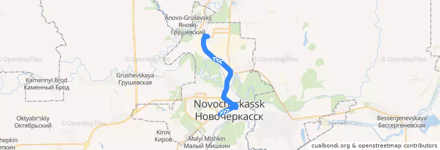 Mapa del recorrido Автобус №3 Азовский рынок - НЭВЗ - Соцгород de la línea  en Novocherkassk.