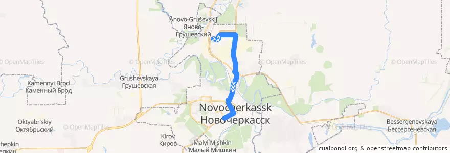 Mapa del recorrido Автобус №3 Соцгород - НЗСП - Азовский рынок de la línea  en Novocherkassk.