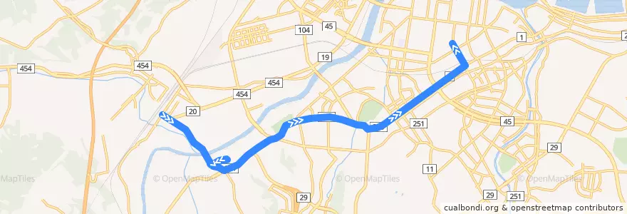 Mapa del recorrido 八戸駅前・西高校線（田面木経由） de la línea  en 八戸市.
