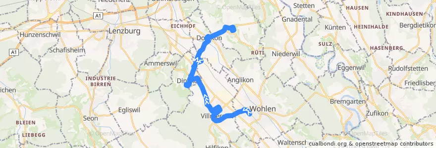 Mapa del recorrido Bus 346: Wohlen AG => Villmergen => Hägglingen de la línea  en Aargau.