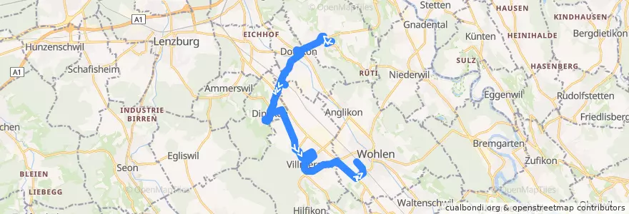 Mapa del recorrido Bus 346: Hägglingen => Villmergen => Wohlen AG de la línea  en Aargau.
