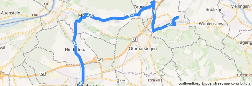 Mapa del recorrido Bus 382: Lenzburg => Mägenwil de la línea  en Aargau.