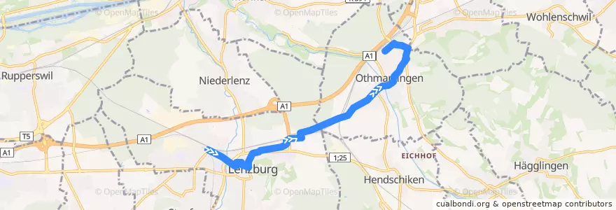 Mapa del recorrido Bus 393: Lenzburg => Othmarsingen de la línea  en Bezirk Lenzburg.