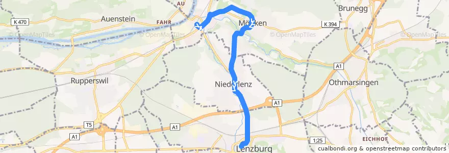 Mapa del recorrido Bus 380: Wildegg => Lenzburg de la línea  en Bezirk Lenzburg.