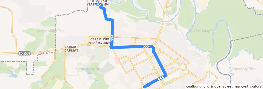 Mapa del recorrido Автобус №34 Хутор Татарский - Азовский рынок de la línea  en Novocherkassk.