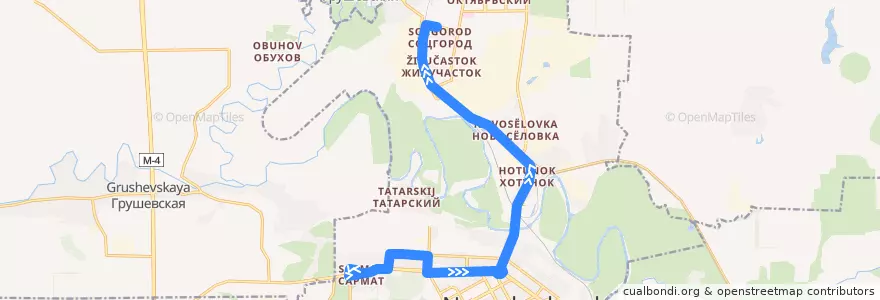Mapa del recorrido Автобус №33 Автовокзал - Соцгород de la línea  en городской округ Новочеркасск.