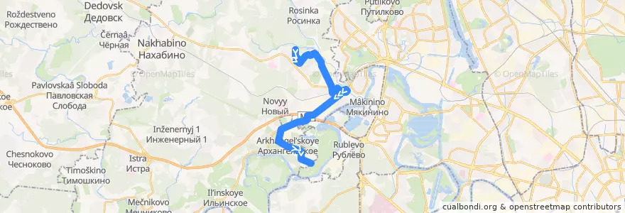 Mapa del recorrido Автобус № 824: Микрорайон Чернево - Деревня Захарково de la línea  en городской округ Красногорск.