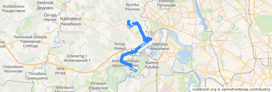 Mapa del recorrido Автобус № 824: Деревня Захарково - Микрорайон Чернево de la línea  en городской округ Красногорск.